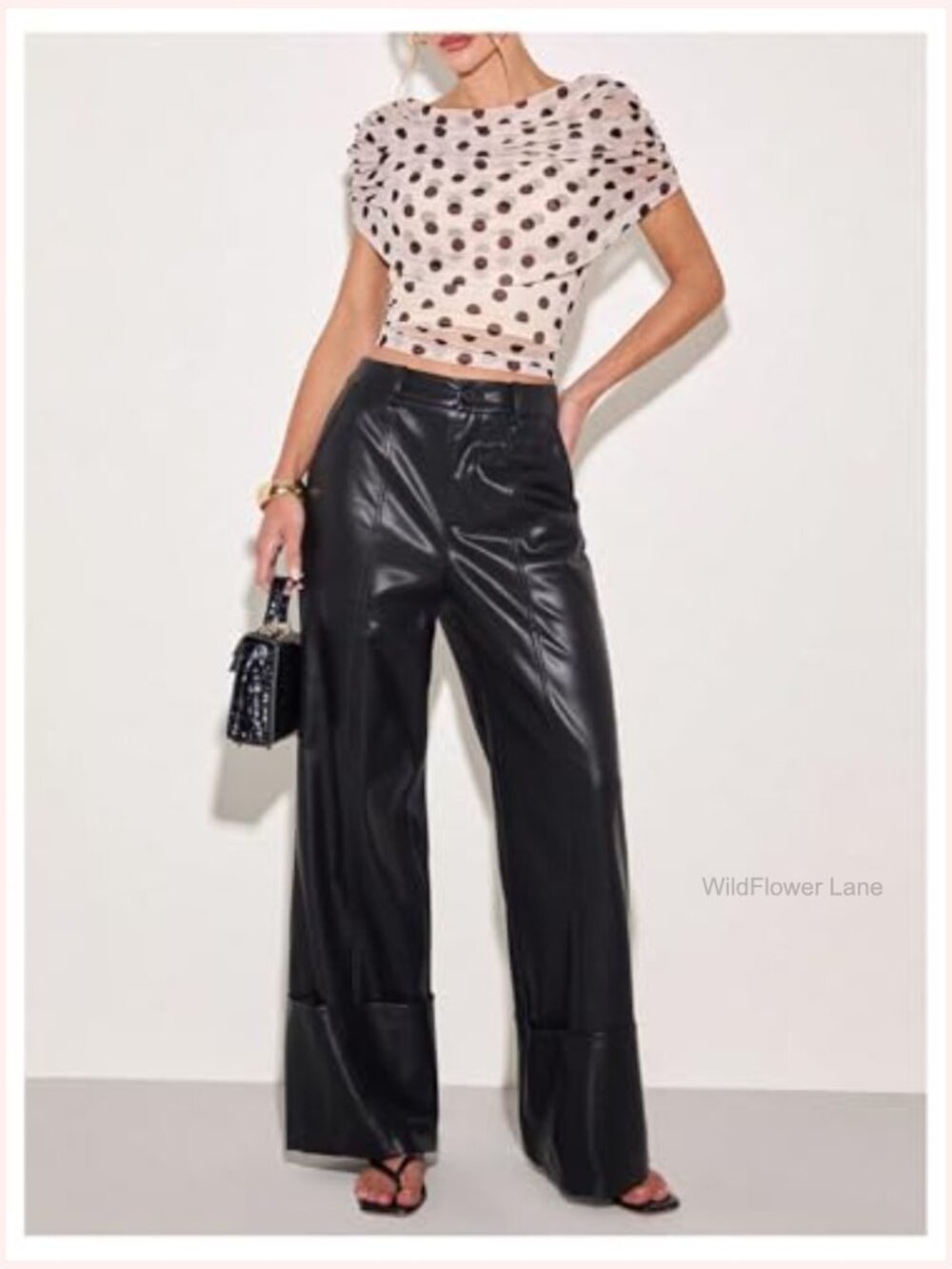 Polka Dots Ruched Mesh Asymmetrical Blouse Going Out Top - Picture 3 of 6